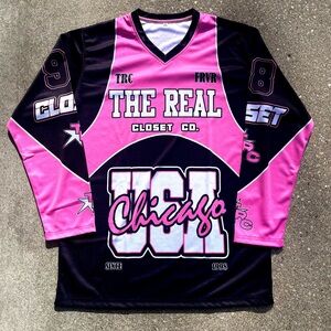Pink and Black Graphic Long Sleeve Jersey